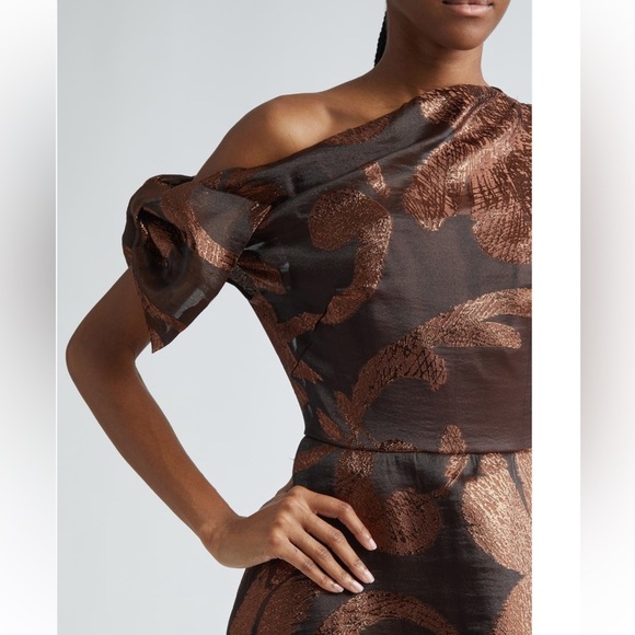 NWT LELA ROSE Evelyn Asymmetric Neck Metallic Jacquard size 8 - this season - Picture 5 of 7